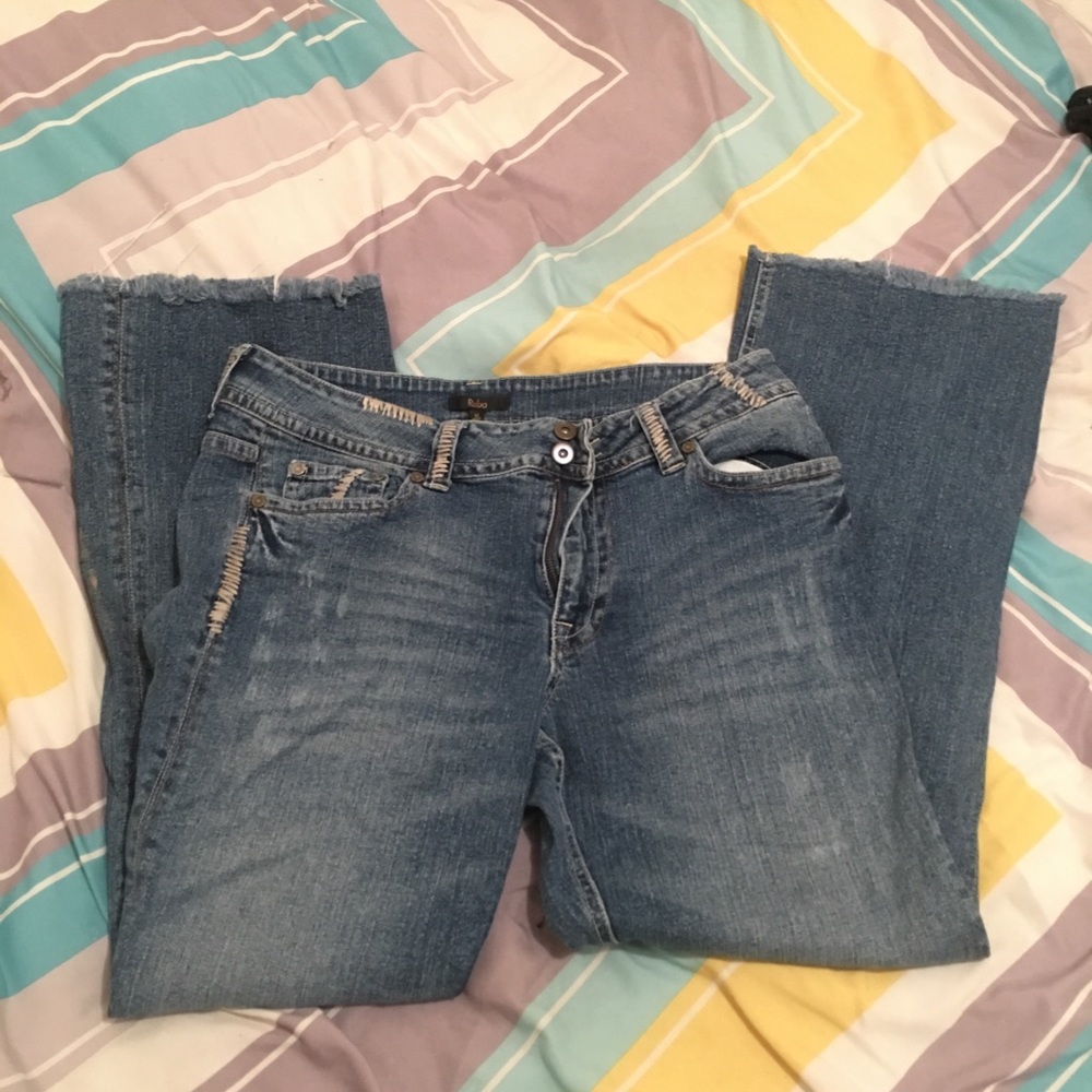 Reba Boot Cut Distressed Bottom Jeans